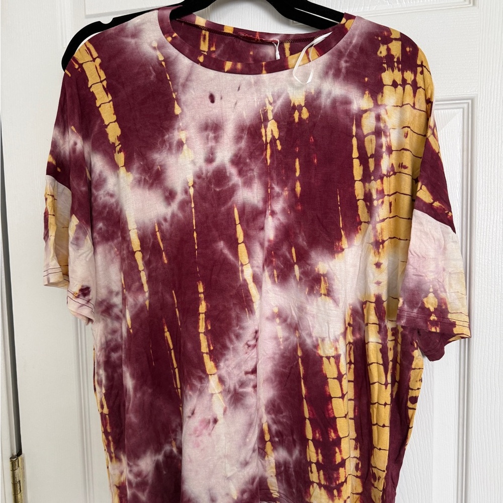 Verge Girl Burgundy & Mustard Tie-Dye Tee